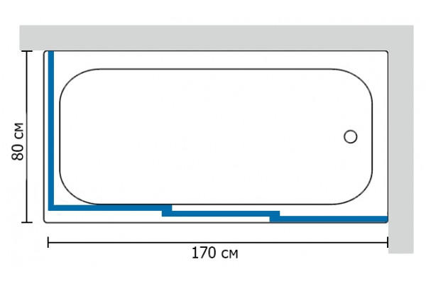 Шторка на ванну GuteWetter Practic Part GV-413 правая 170x80 см стекло бесцветное, профиль матовый хром, раздвижная