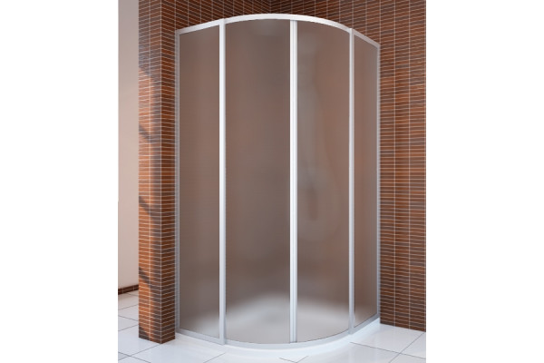 Душевой уголок GuteWetter Practic Round GK-401 100 см стекло матовое, профиль матовый хром, четверть круга, двери раздвижные