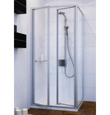 Душевой уголок GuteWetter Practic Square GK-402 левая 100x100 см стекло бесцветное, профиль матовый хром, квадратный, двери распашные