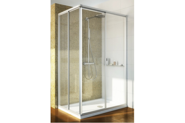 Душевой уголок GuteWetter Practic Rectan GK-422 правая 110x70 см стекло бесцветное, профиль матовый хром, прямоугольный, двери раздвижные