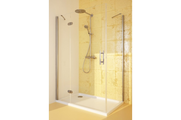Душевой уголок GuteWetter Lux Rectan GK-103 левый 100x90 см стекло бесцветное, профиль хром, прямоугольный, двери распашные