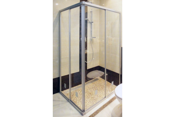 Душевой уголок GuteWetter Practic Rectan GK-422 правая 95x85 см стекло бесцветное, профиль матовый хром, прямоугольный, двери раздвижные