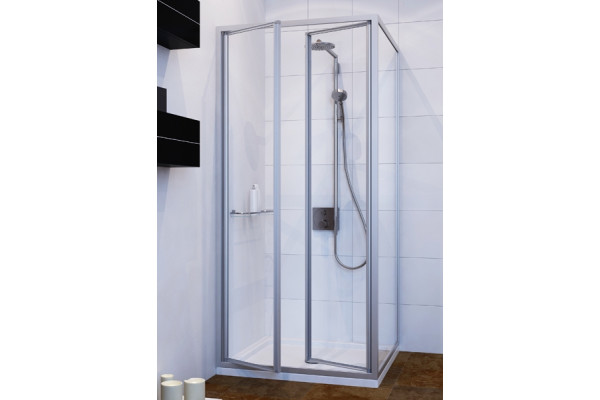 Душевой уголок GuteWetter Practic Square GK-402 левая 95x95 см стекло бесцветное, профиль матовый хром, квадратный, двери распашные