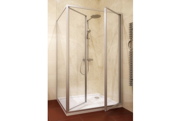 Душевой уголок GuteWetter Practic Rectan GK-402 правая 100x85 см стекло бесцветное, профиль матовый хром, прямоугольный, двери распашные
