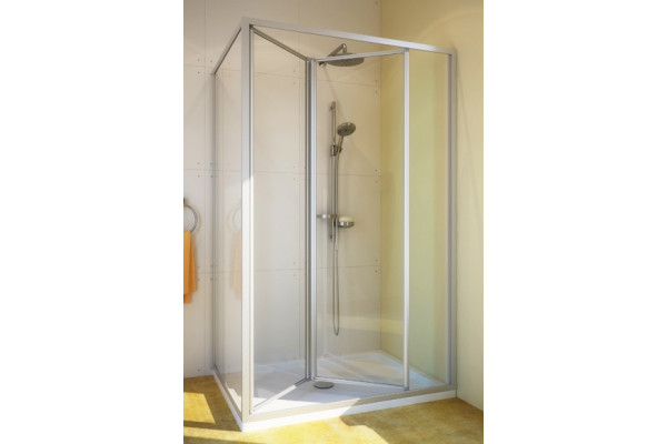 Душевой уголок GuteWetter Practic Rectan GK-404 правая 120x80 см стекло бесцветное, профиль матовый хром, прямоугольный, двери складные