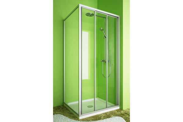 Душевой уголок GuteWetter Practic Square GK-403 правая 105x105 см стекло бесцветное, профиль матовый хром, квадратный, двери раздвижные