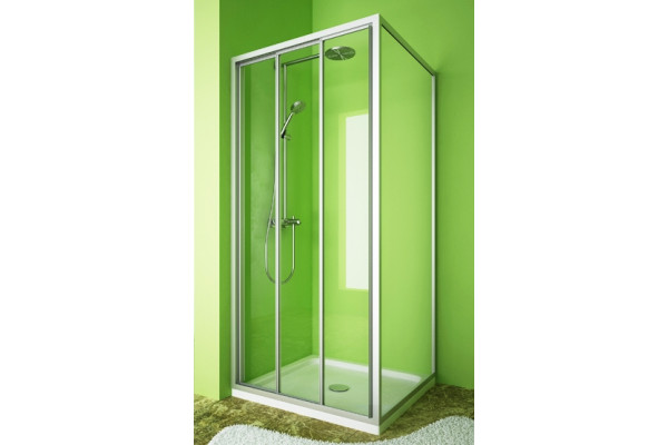 Душевой уголок GuteWetter Practic Square GK-403 левая 105x105 см стекло бесцветное, профиль матовый хром, квадратный, двери раздвижные