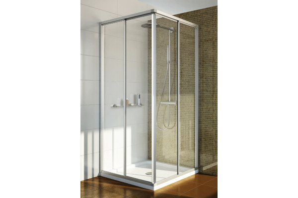 Душевой уголок GuteWetter Practic Square GK-422 70x70 см стекло бесцветное, профиль матовый хром, квадратный, двери раздвижные