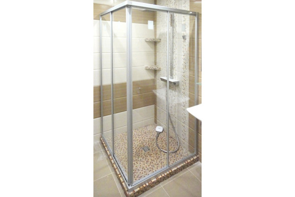 Душевой уголок GuteWetter Practic Square GK-422 70x70 см стекло бесцветное, профиль матовый хром, квадратный, двери раздвижные