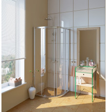 Душевой уголок GuteWetter Guwer GK-664R 80x80 см стекло бесцветное, профиль хром, четверть круга, двери раздвижные