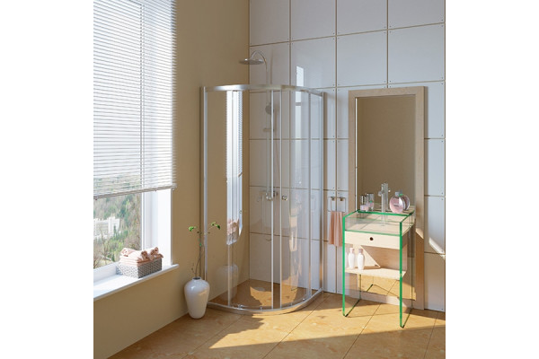Душевой уголок GuteWetter Guwer GK-664R 90x90 см стекло бесцветное, профиль хром, четверть круга, двери раздвижные