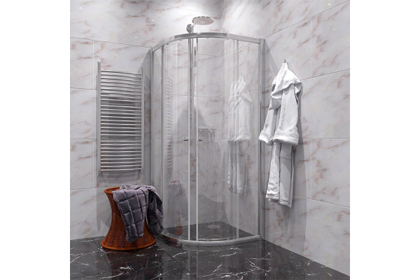 Душевой уголок GuteWetter Guwer GK-664R 90x90 см стекло бесцветное, профиль хром, четверть круга, двери раздвижные