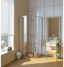 Душевой уголок GuteWetter Guwer GK-664R 100x100 см стекло бесцветное, профиль хром, четверть круга, двери раздвижные
