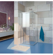 Душевой уголок GuteWetter Guwer GK-664S 80x80 см стекло бесцветное, профиль хром, квадратный, двери раздвижные