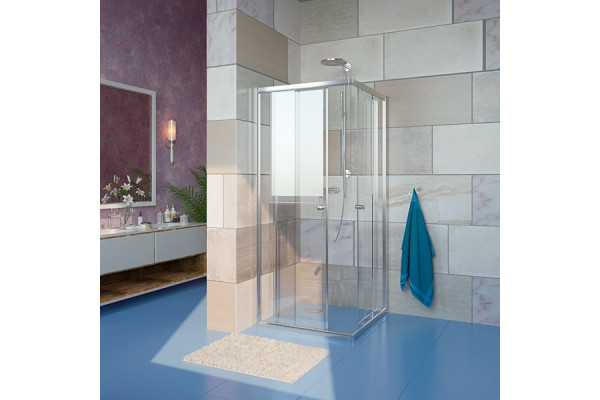Душевой уголок GuteWetter Guwer GK-664S 80x80 см стекло бесцветное, профиль хром, квадратный, двери раздвижные