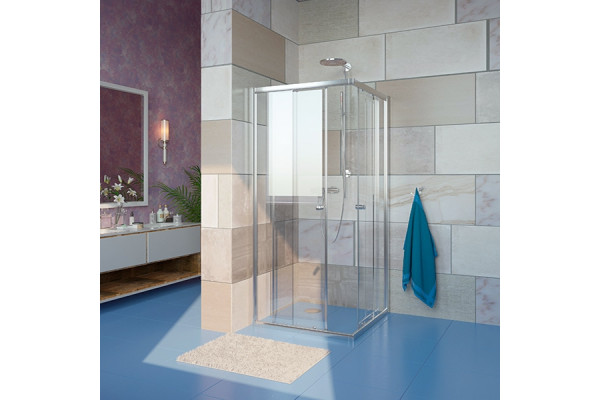 Душевой уголок GuteWetter Guwer GK-664S 90x90 см стекло бесцветное, профиль хром, квадратный, двери раздвижные