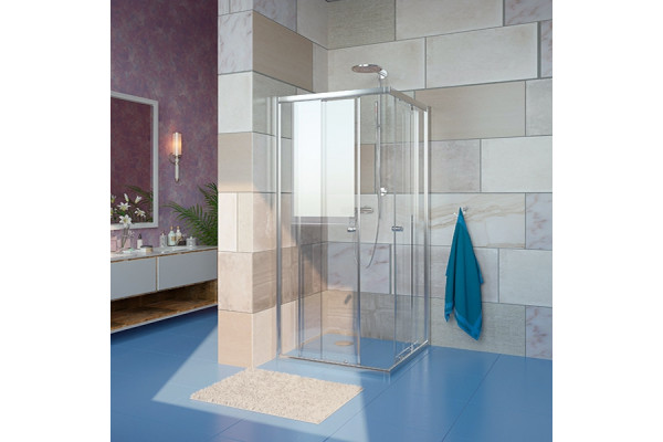 Душевой уголок GuteWetter Guwer GK-664S 95x95 см стекло бесцветное, профиль хром, квадратный, двери раздвижные