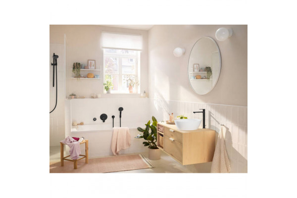 Смеситель для накладной раковины Hansgrohe Rebris S 240 CoolStart со сливным гарнитуром, черный матовый 72580670