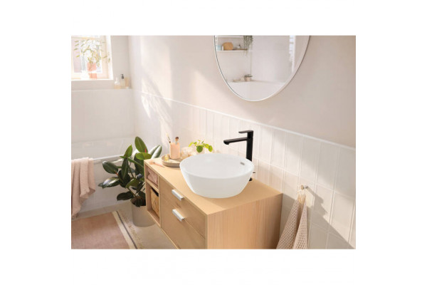 Смеситель для накладной раковины Hansgrohe Rebris S 240 CoolStart со сливным гарнитуром, черный матовый 72580670