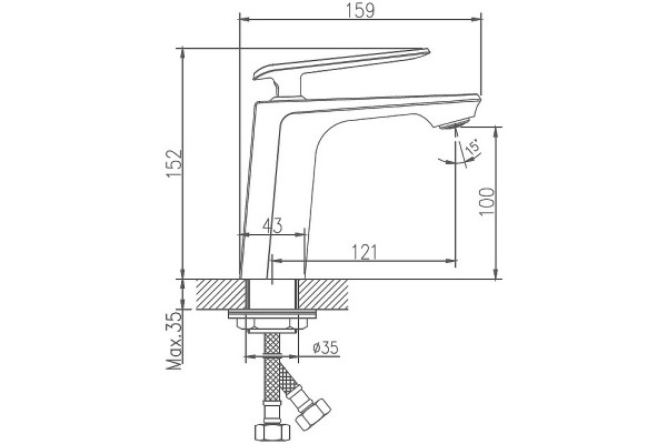 Смеситель для раковины Haiba HB10548-7, черный/хром, длина излива 12.1 см