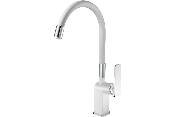 Смеситель для кухни Haiba HB73548-8, белый/хром, однорычажный, высота излива 30.8 см
