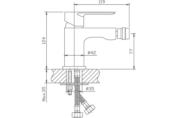 Смеситель для биде Haiba HB50505, хром, однорычажный, высота излива 7.7 см, длина излива 7.7 см