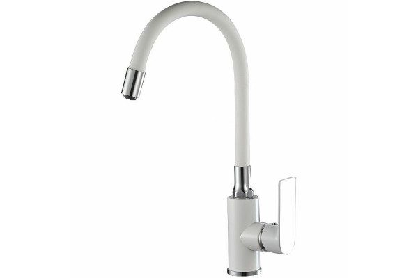 Смеситель для кухни Haiba HB73505-8, белый/хром, однорычажный, высота излива 28.5 см