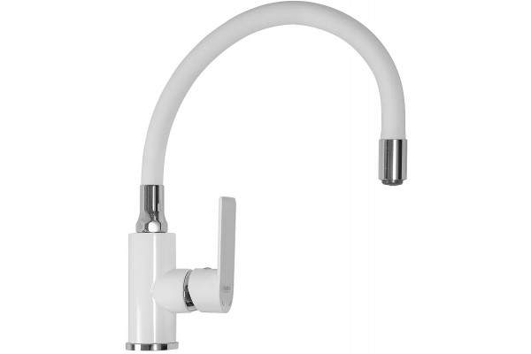 Смеситель для кухни Haiba HB73505-8, белый/хром, однорычажный, высота излива 28.5 см
