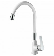 Смеситель для кухни Haiba HB73557-8, белый/хром, однорычажный, высота излива 26.5 см