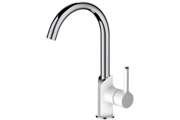 Смеситель для кухни Haiba HB70805-8, белый/хром, однорычажный, высота излива 23.3 см