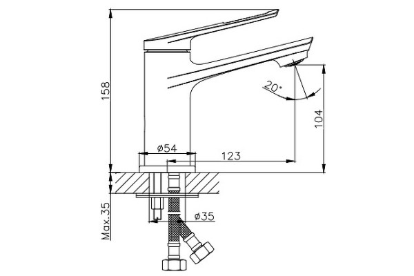 Смеситель для раковины Haiba HB10595, хром, однорычажный, высота излива 10.4 см