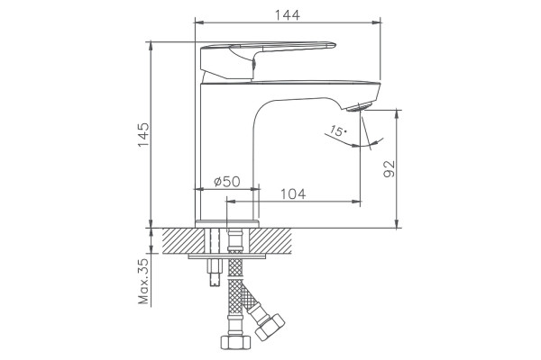 Смеситель для раковины Haiba HB10563, хром, однорычажный, высота излива 9.2 см