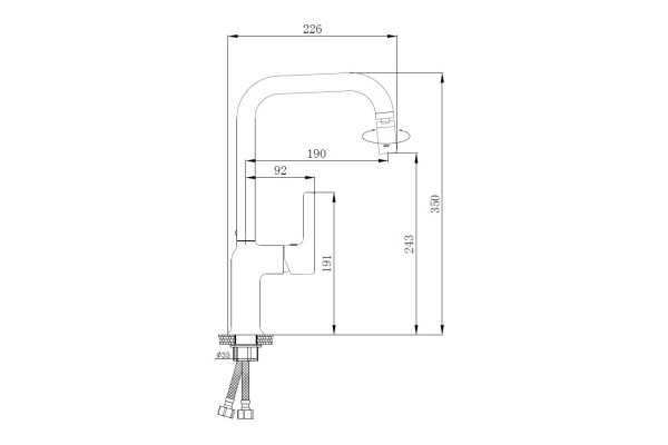 Смеситель для кухни Haiba HB70814-7, черный, однорычажный, высота излива 24.3 см