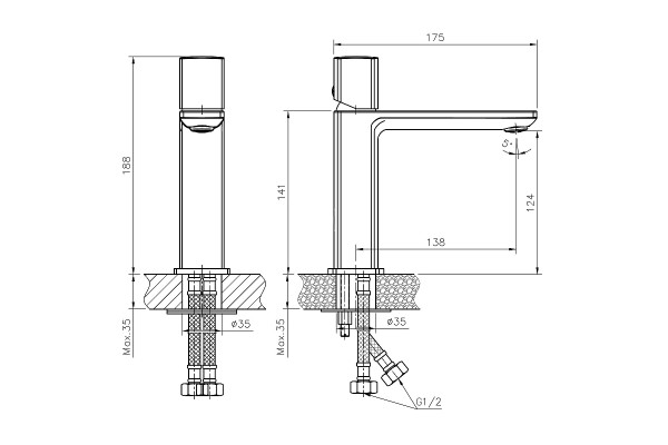Смеситель для раковины Haiba HB10577, хром, однорычажный, высота излива 12.4 см