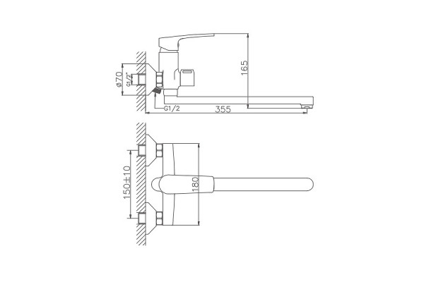 Смеситель для ванны Haiba HB22587, хром, однорычажный, длина излива 30 см