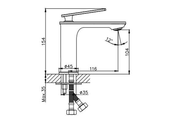 Смеситель для раковины Haiba HB10589, хром, однорычажный, высота излива 10.4 см
