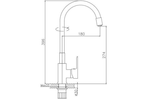 Смеситель для кухни Haiba HB70113-7, черный, однорычажный, высота излива 27.4 см