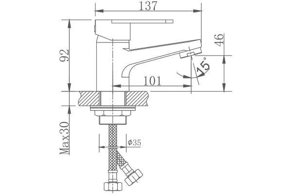 Смеситель для раковины Haiba HB10801-2, сатин, однорычажный, сталь