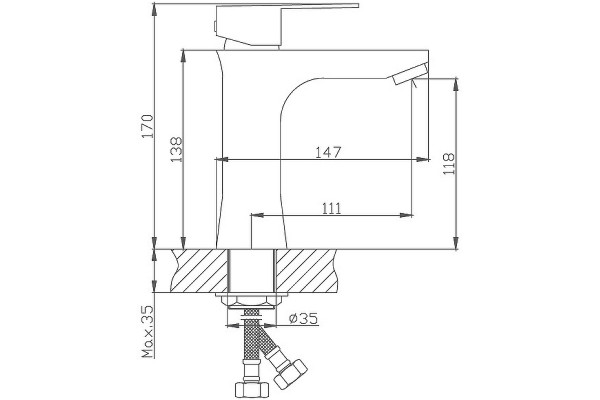 Смеситель для раковины Haiba HB10802, сатин, однорычажный, сталь