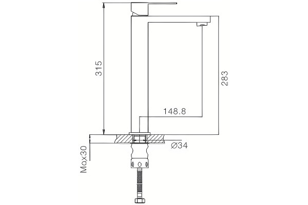 Смеситель для раковины Haiba HB11803-2, сталь, однорычажный, высота излива 27.3 см