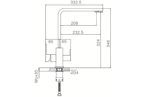 Смеситель для кухни Haiba HB76803-7, черный, однорычажный, высота излива 32.4 см