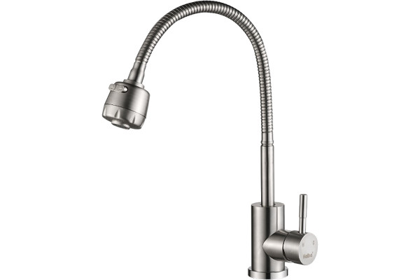 Смеситель для кухни Haiba HB73304, сталь, однорычажный, высота излива 23.2 см