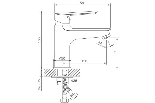 Смеситель для раковины Haiba HB10198, хром, однорычажный, длина излива 12.6 см