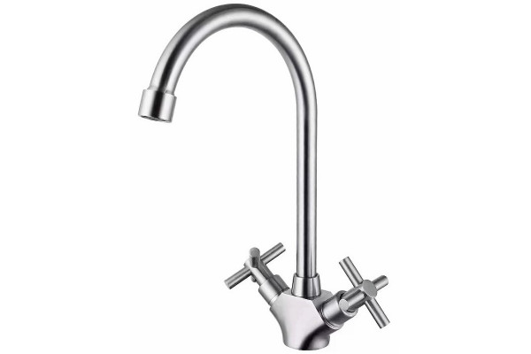 Смеситель для кухни Haiba HB49808, сталь, двухвентильный, высота излива 21.6 см