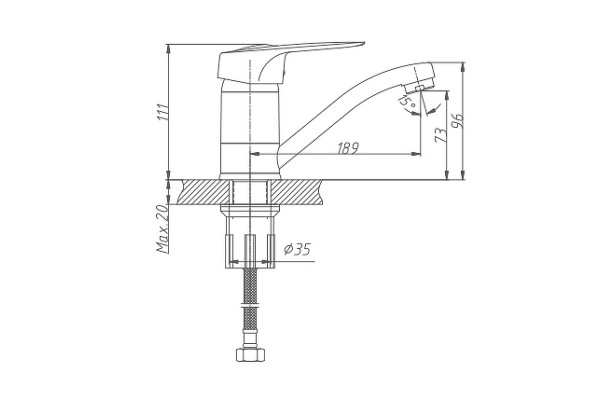 Смеситель для кухни Haiba HB4504-2, хром, однорычажный, высота излива 7.3 см