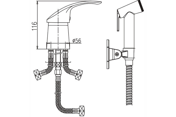 Гигиенический душ со смесителем Haiba HB1221-2, хром в современном стиле