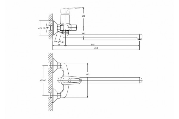 Смеситель для ванны Haiba HB2237, хром, однорычажный, длина излива 37.2 см