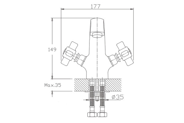 Смеситель для раковины Haiba HB1018, хром, двухвентильный, высота излива 11 см
