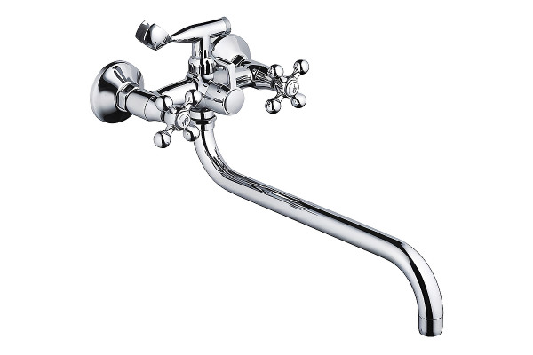 Смеситель для раковины Haiba HB1219, хром, двухвентильный, длина излива 35 см