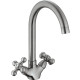 Смеситель для кухни Haiba HB4119-5, сатин, двухвентильный, хром